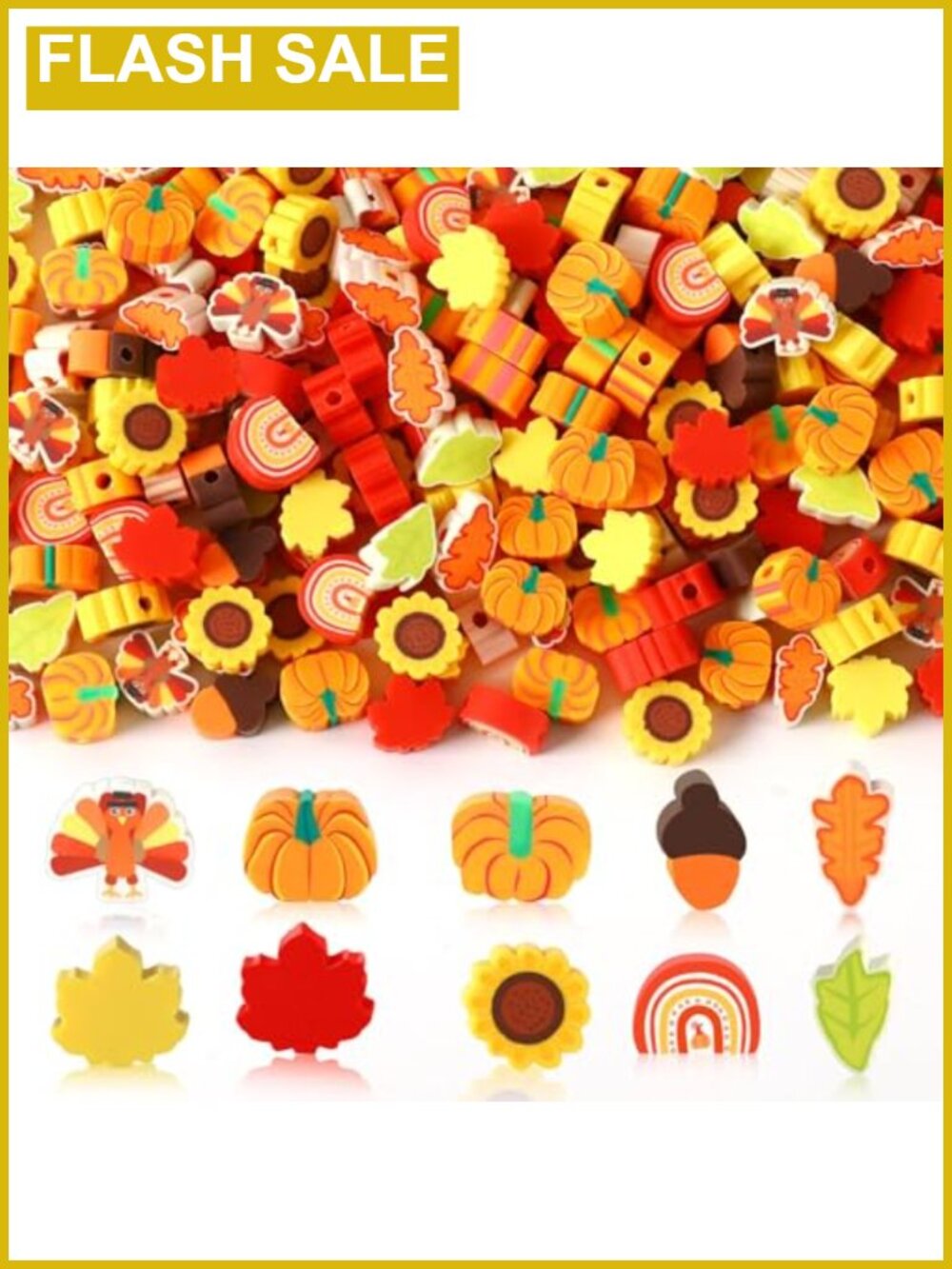 300Pc Fall Polymer Clay Beads Jewelry Making Bracelets DIY Craft